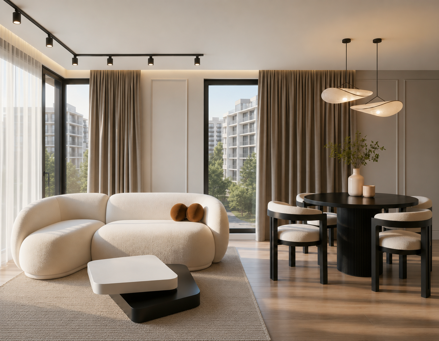 Dnevni boravak i trpezarija apartmana Park Plaza u Budvi